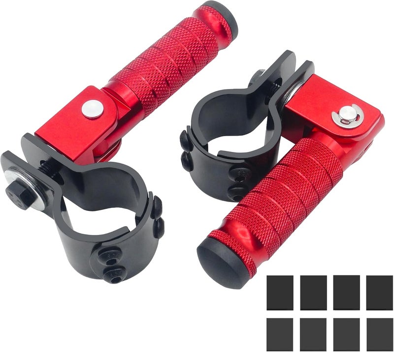JXPANG M8 Motorcycle CNC Aluminum 90 Degree Folding Rearsets Folded Motorbike Footrest Bicycle Footpegs Foot Pegs Pedal Universal (Red) - Image 1